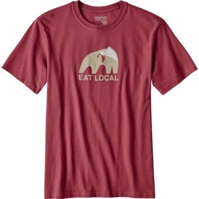 Playeras Patagonia Eat Local Upstream Cotton Hombre Rojas - Chile TIQ654213